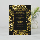 Moody Forest Botanical Gold Modern Classic Wedding Folie Uitnodiging (Staand Voorkant)