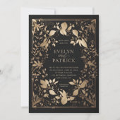 Moody Forest Botanical Modern Classic Gold Wedding Kaart (Voorkant)