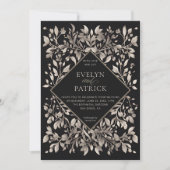 Moody Forest Botanical Modern Gold Diamond Wedding Kaart (Voorkant)
