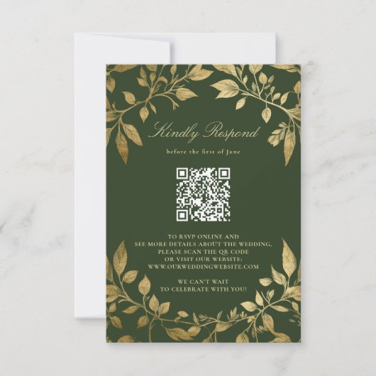 Moody Forest Foliage Frame Modern Classic QR RSVP (Voorkant)