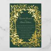 Moody Forest gebladerte Elegant Gold Classic Weddi Folie Uitnodiging (Voorkant)