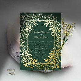 Moody Forest gebladerte Elegant Gold Classic Weddi Folie Uitnodiging