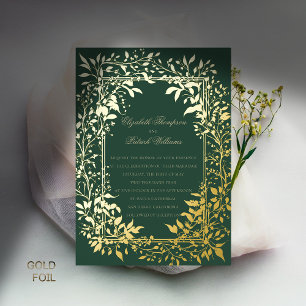 Moody Forest gebladerte Elegant Gold Classic Weddi Folie Uitnodiging