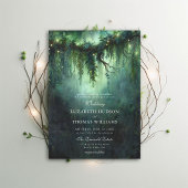 Moody Forest Greenery Enchanted Fairy Dark Wedding Kaart