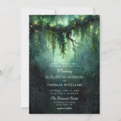 Moody Forest Greenery Enchanted Fairy Dark Wedding Kaart (Voorkant)