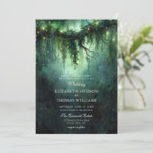 Moody Forest Greenery Enchanted Fairy Dark Wedding Kaart (Staand voorkant)