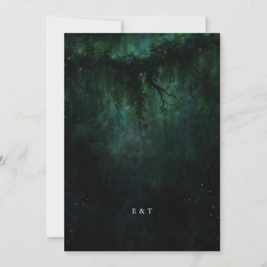 Moody Forest Greenery Enchanted Fairy Dark Wedding Kaart (Achterkant)