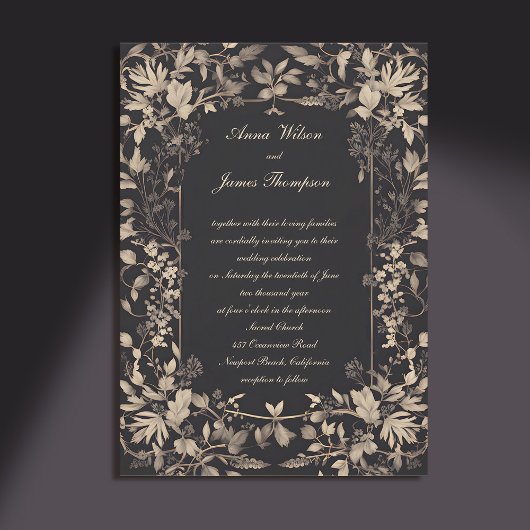Moody Forest Greenery Lijst Dark Classic Wedding Kaart