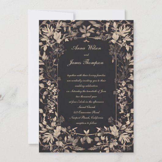 Moody Forest Greenery Lijst Dark Classic Wedding Kaart (Voorkant)