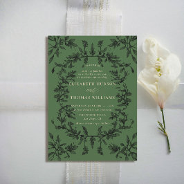 Moody Forest Moss Botanical Modern Classic Wedding Kaart