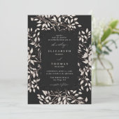Moody Forest Zwart Wit Modern Classic Wedding Kaart (Staand voorkant)
