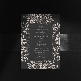 Moody Forest Zwart Wit Modern Classic Wedding Kaart
