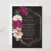 Moody Fuchsia Roze Blush Bloemenpioenen Huwelijk Kaart (Voorkant)