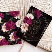 Moody Fuchsia Roze Blush Bloemenpioenen Huwelijk Kaart