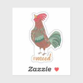 Moody Fun Rooster Illustratie Sticker