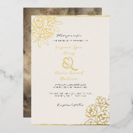 Moody Gerookte Gouden Ampersand (verticaal) Folie Uitnodiging