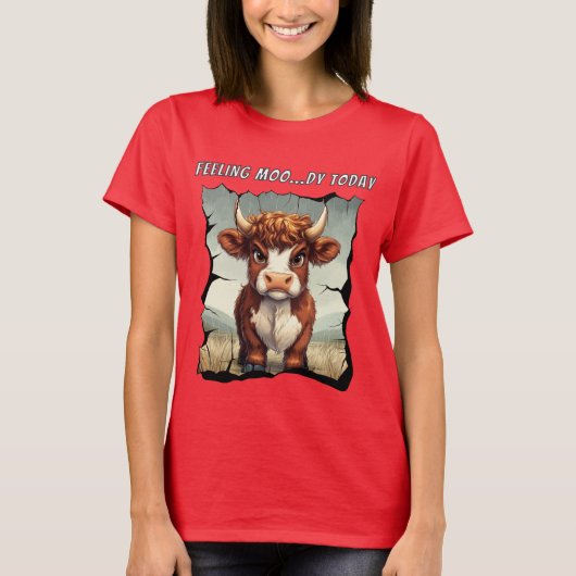 Moody gevoel vandaag Highland Koe T-shirt (Voorkant)