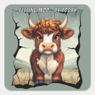 Moody gevoel vandaag Highland Koe Vierkante Sticker