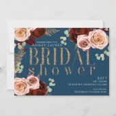 Moody Glam Blue Pink Roses Vrijgezellenfeest Kaart (Voorkant)