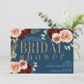 Moody Glam Blue Pink Roses Vrijgezellenfeest Kaart (Staand voorkant)