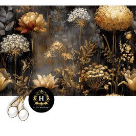 Moody Gold Botanische Naadloze Decoupage Tissuepapier