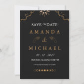 Moody Gold Celestial Starry Night save the date In Kaart (Voorkant)