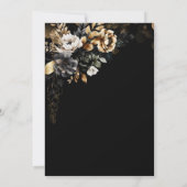 Moody Gold Floral Black Engagement Party Kaart (Achterkant)
