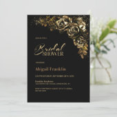 Moody Gold Floral Vrijgezellenfeest Kaart (Staand voorkant)