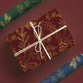 Moody Gold & Jewel Toned Rustieke Winter Botanical Inpakpapier Vel