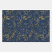 Moody Gold & Jewel Toned Rustieke Winter Botanical Inpakpapier Vel (Voorkant 2)