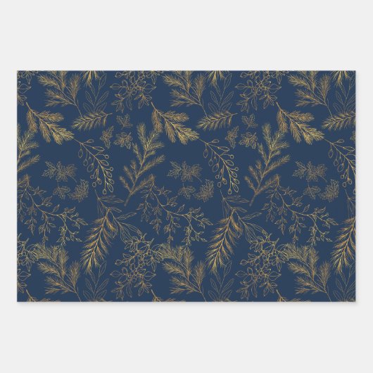 Moody Gold & Jewel Toned Rustieke Winter Botanical Inpakpapier Vel (Voorkant 2)