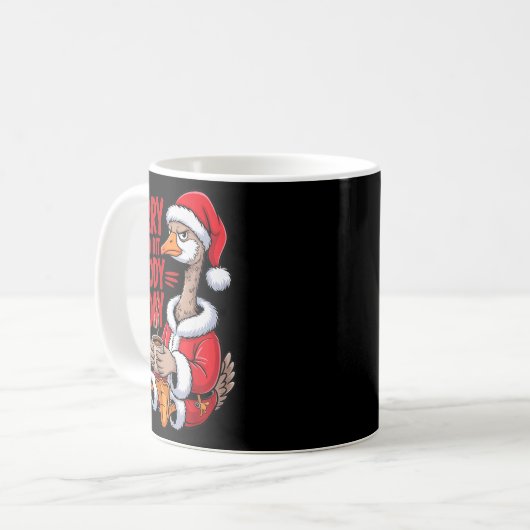 Moody Goose Christmas Santa Suit Coffee Humor Art  Koffiemok (Voorkant links)