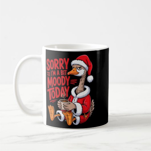 Moody Goose Christmas Santa Suit Coffee Humor Art Koffiemok (Links)