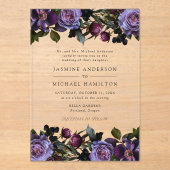 Moody Gothic Bloemen Bruiloft Acryl Uitnodigingen (Voorkant)