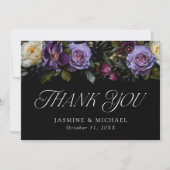 Moody Gothic Bloemen Bruiloft Bedankkaart (Voorkant)