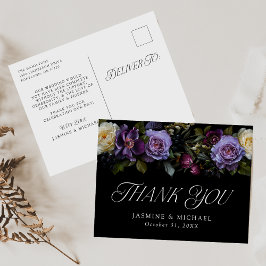 Moody Gothic Bloemen Bruiloft Dank u Briefkaart