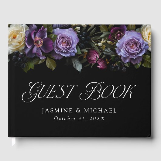 Moody Gothic Bloemen Bruiloft Gastenboek (Voorkant)