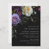 Moody Gothic Bloemen Bruiloft Kaart (Voorkant)