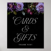 Moody Gothic Bloemen Bruiloft Kaarten en Geschenke Poster (Voorkant)