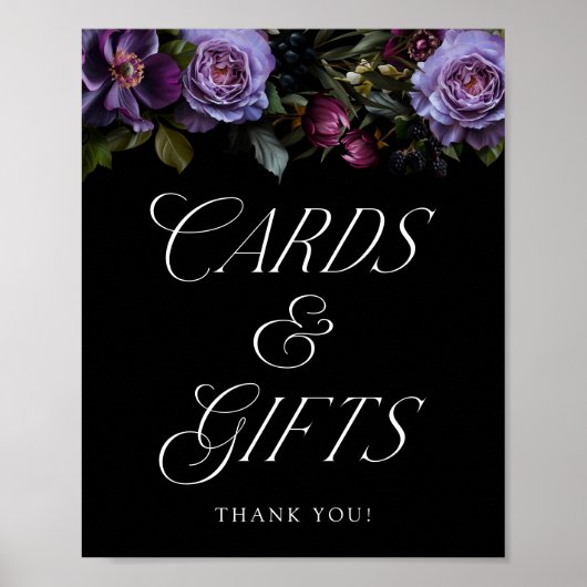 Moody Gothic Bloemen Bruiloft Kaarten en Geschenke Poster (Voorkant)