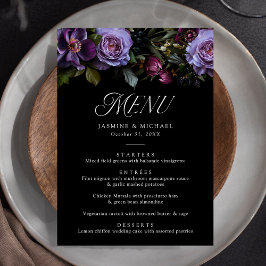 Moody Gothic Bloemen Bruiloft Menu