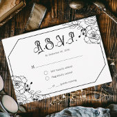 Moody Gothic Bloemen Bruiloft RSVP Behuizing Kaart