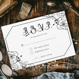 Moody Gothic Bloemen Bruiloft RSVP Behuizing Kaart
