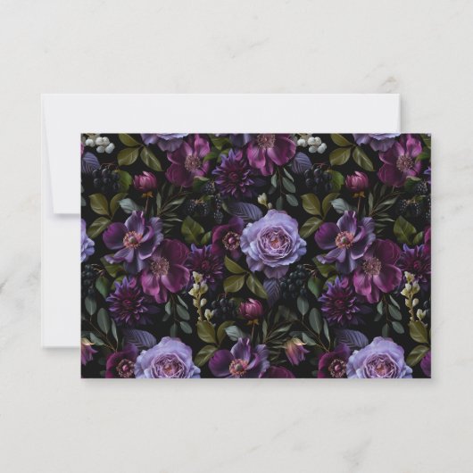 Moody Gothic Bloemen Bruiloft RSVP Kaartje (Achterkant)