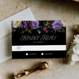 Moody Gothic Bloemen Bruiloft RSVP Kaartje