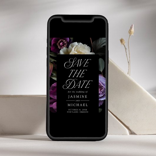 Moody Gothic Bloemen Bruiloft Save The Date