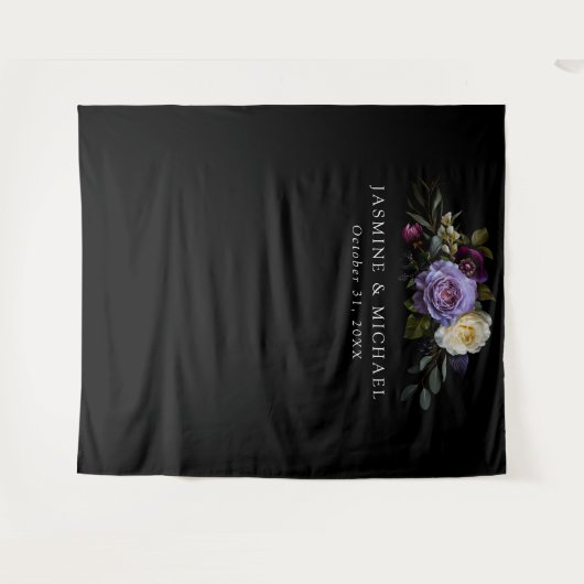 Moody Gothic Bloemen Bruiloft Wandkleed (Voorkant (horizontaal))