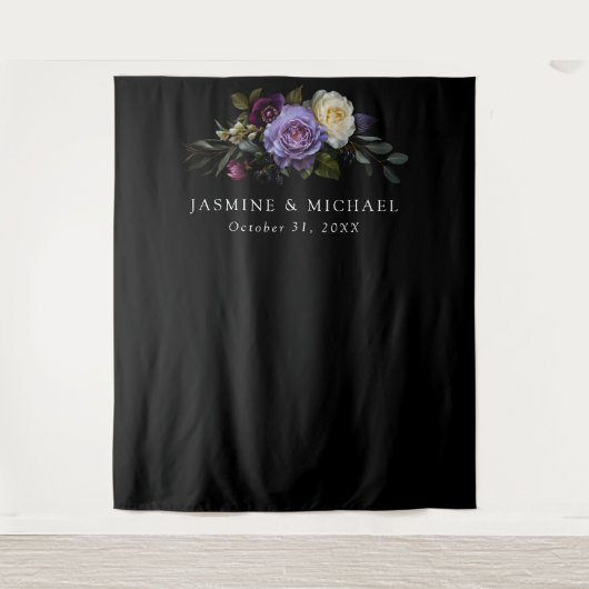 Moody Gothic Bloemen Bruiloft Wandkleed (Voorkant)