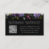 Moody Gothic Bloemen Bruiloft Website QR Code Informatiekaartje (Voorkant)