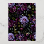 Moody Gothic Bloemen Folie bruiloft uitnodiging (Achterkant)